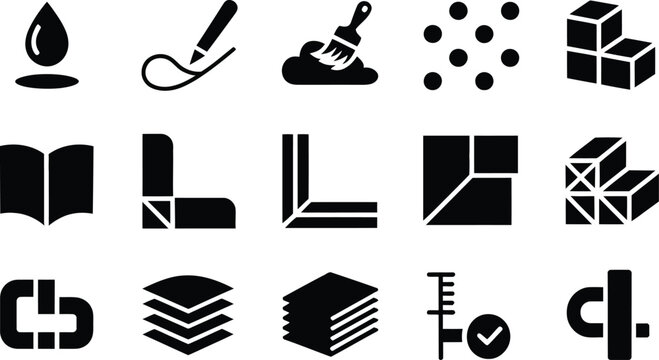 Adhesive Application and Bonding Techniques Vector Icon Set