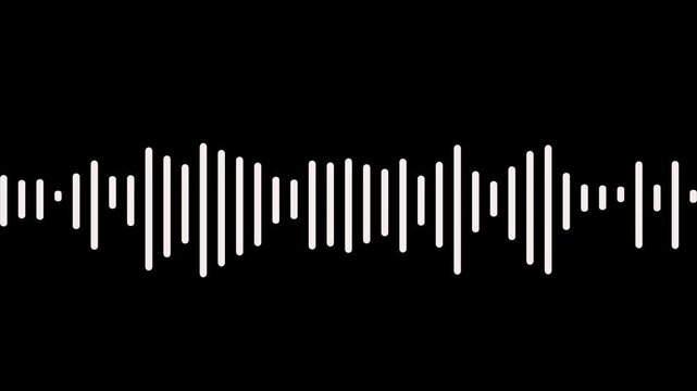 audio waves rhythm isolated on black background. audio wave visualization voice record, line audio wave visualization transparent background, Sound Wave Animated In black Background. 