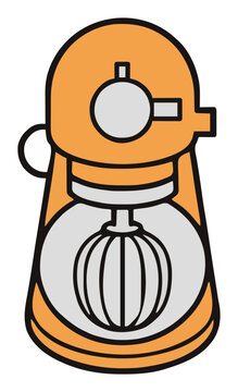 Retro stand mixer flat vector kitchen icon. Generative AI