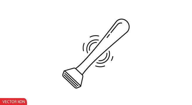 Cocktail Muddler Icon, Bar Tool for Mashing Ingredients, Vector Line Art