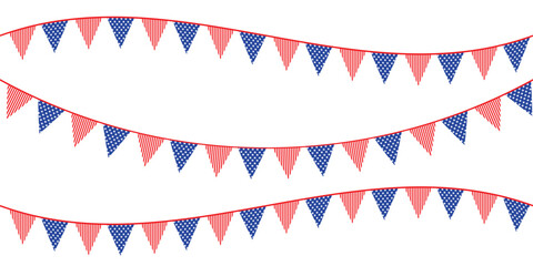 Obraz premium 4th of July Patriotic Bunting Flags Vector – USA Independence Day Garland Decoration EPS