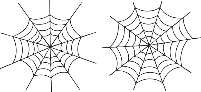 spiderweb concentric circular threads icon set for seasonal design use