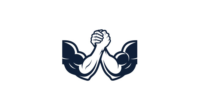 Arm Wrestling Competition Symbol, Strong Arms Clasping Hands, Power Struggle Icon