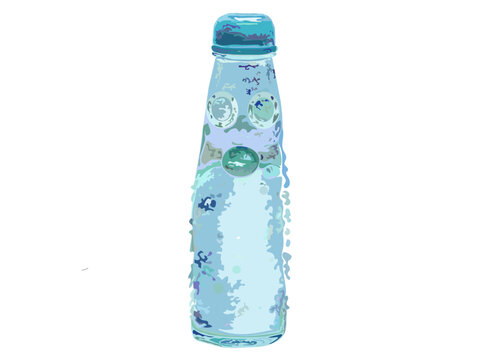 Simple vector illustration of Japanese ramune soda bottle with marble