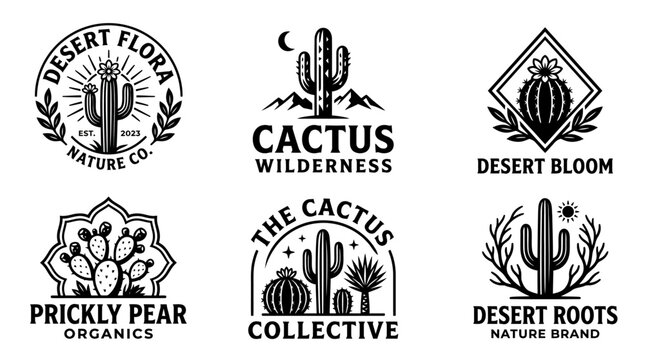 Cactus plant logo design elements.