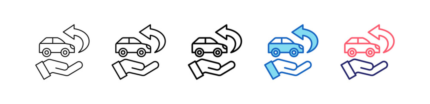 Car Return Icon In 5 Different Styles Set Collection.   