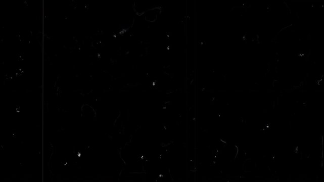 4K Old Film Overlay with Scratches Shimmer, Dust and Grain. Dynamic 16mm 35mm Tape Rolling Effect. Vintage Retro Overexposed Strip Texture Animation.