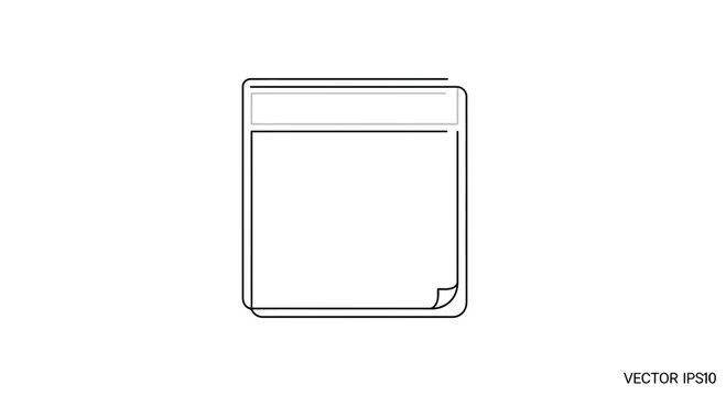 Blank Sticky Note Icon Vector, Paper Reminder, Office Supplies, Isolated on White Background