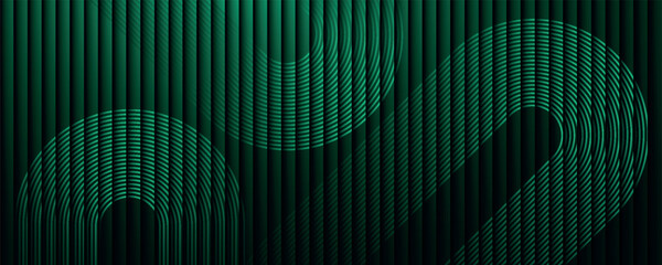 Neon green gradient futuristic background with vertical shadow lines and glowing curved lines. Modern design with unique line style for banner, advertising, and social media. VOL. 2 © Akhsan