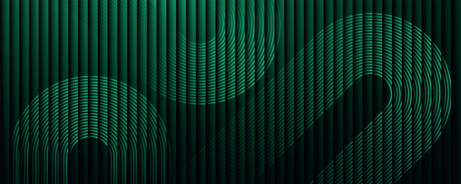 Neon green gradient futuristic background with vertical shadow lines and glowing curved lines. Modern design with unique line style for banner, advertising, and social media. VOL. 2
