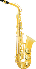 Naklejka premium Shiny Modern Golden Decor Saxophone Vector Design