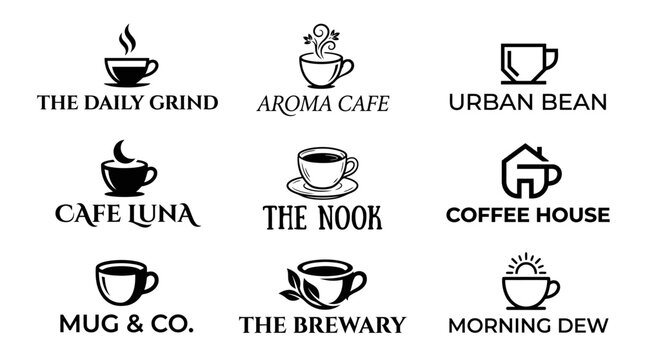 Coffee shop logos and icons.