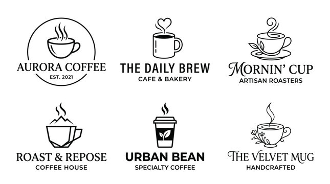 Black and white coffee shop logos.