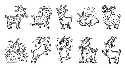 vector  goat set of animals © Visual