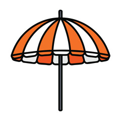 Obraz premium Orange and White Striped Beach Umbrella Illustration.
