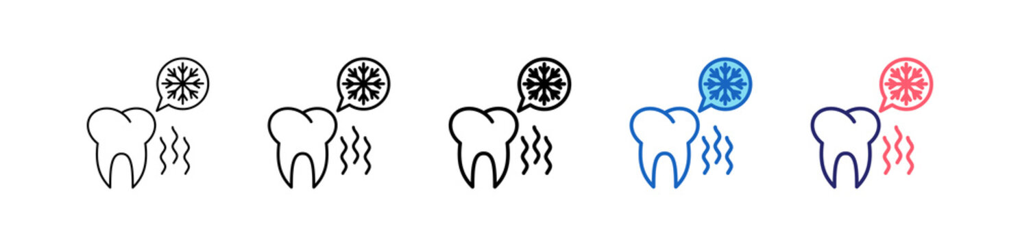 Tooth Sensitivity Icon In 5 Different Styles Set Collection.   
