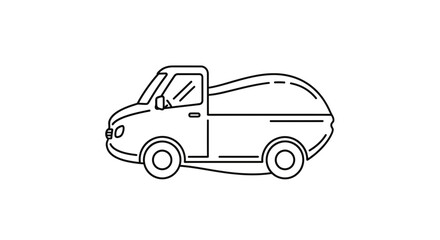 Fototapeta premium Simple Line Art Icon of a Pickup Truck with a Covered Bed