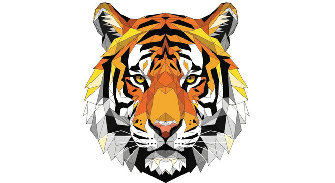 Geometric Tiger Head Low Poly Art, Abstract Animal Portrait