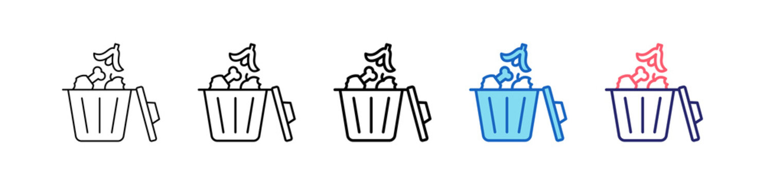 Food Waste Icon In 5 Different Styles Set Collection.   