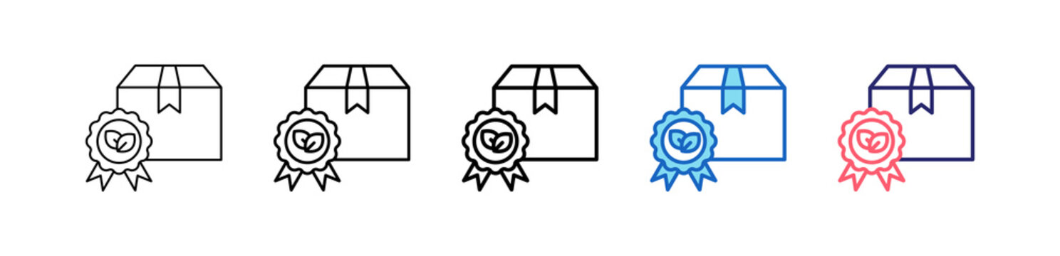 Eco Label Icon In 5 Different Styles Set Collection.   