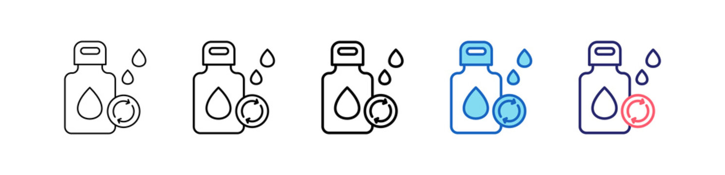 Water Refill Icon In 5 Different Styles Set Collection.   