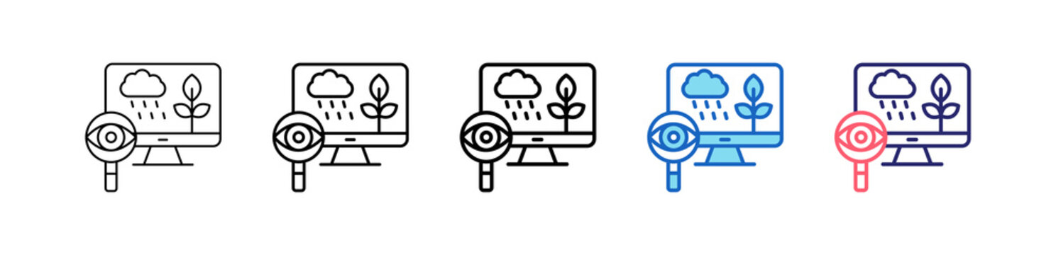 Environmental Monitoring Icon In 5 Different Styles Set Collection.   