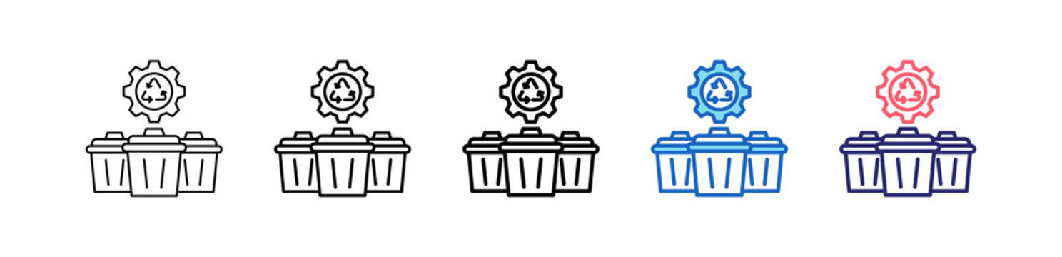 Waste Management Icon In 5 Different Styles Set Collection.   