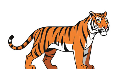 Striped Tiger Standing Profile Vector Illustration © Sego