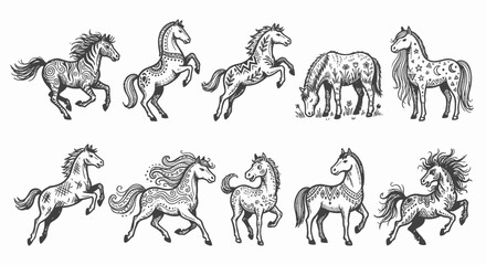 set of horses vector © Visual