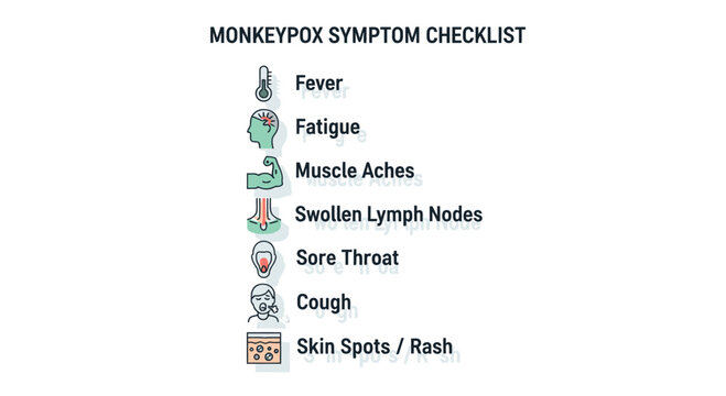 Monkeypox Symptom Checklist in Flat Vector Illustration