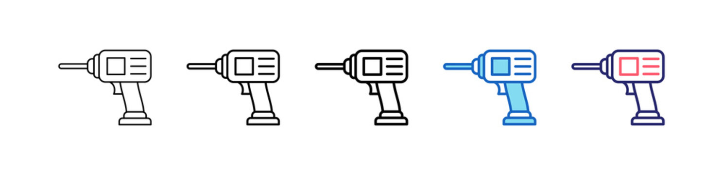 Drill Icon In 5 Different Styles Set Collection.   