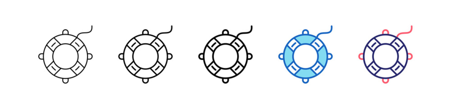 Life Saver Icon In 5 Different Styles Set Collection.   