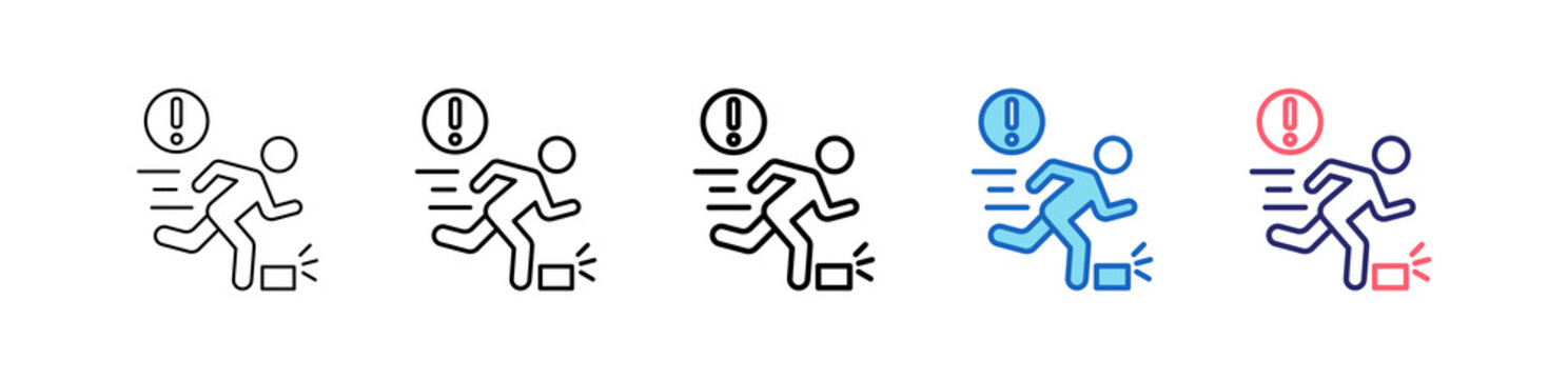 Stumble Icon In 5 Different Styles Set Collection.   