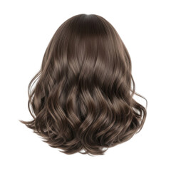 Naklejka premium elegant brunette wavy bob hairstyle with soft curls isolated on transparent background