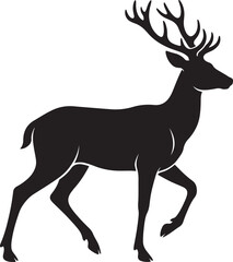 Fototapeta premium Stag Silhouette Vector Isolated on White Background