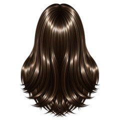 Fototapeta premium long straight brunette hair with natural waves isolated on transparent background