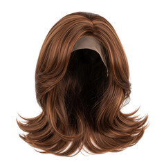Fototapeta premium realistic long wavy brunette hair wig with natural volume and shine isolated on transparent background