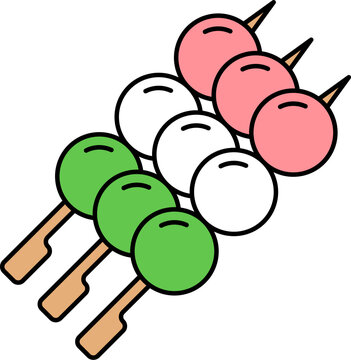 Flat illustration using Outline in the form of dango cake