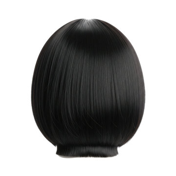 black synthetic hair toupee top piece for men isolated on transparent background