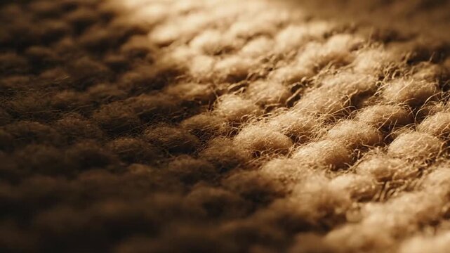 Close-up texture of a woven fabric with soft shadows and warm light creating a cozy and inviting atmosphere