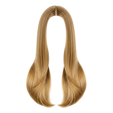 Long straight blonde hair split ends isolated on transparent background