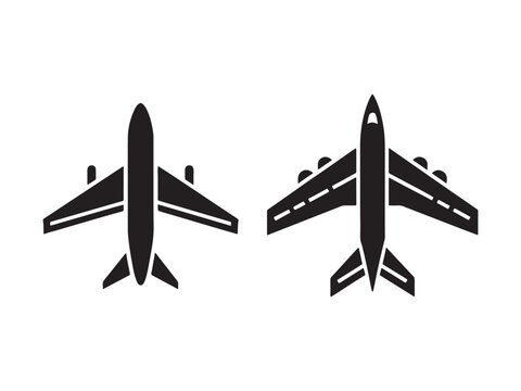 Two airplanes flying side by side in the sky from above view  air travel transportation icons