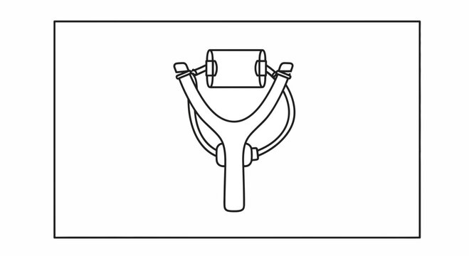 Simple Line Drawing of a Slingshot Toy with Rubber Bands Ready for Action