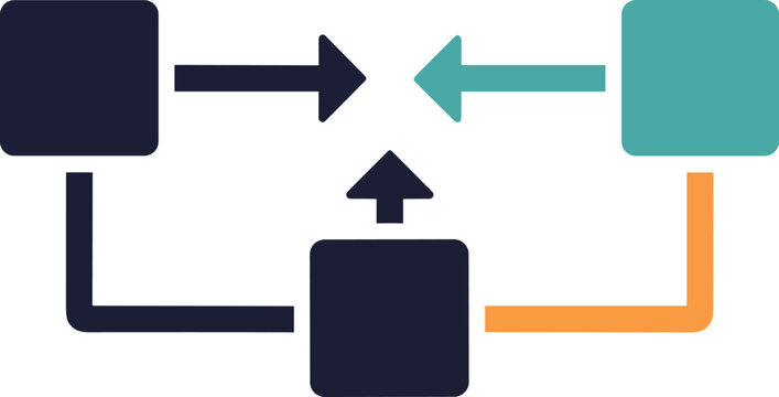 Professional business infographic design showing three modular components with connecting lines for complex project management and workflow organization.