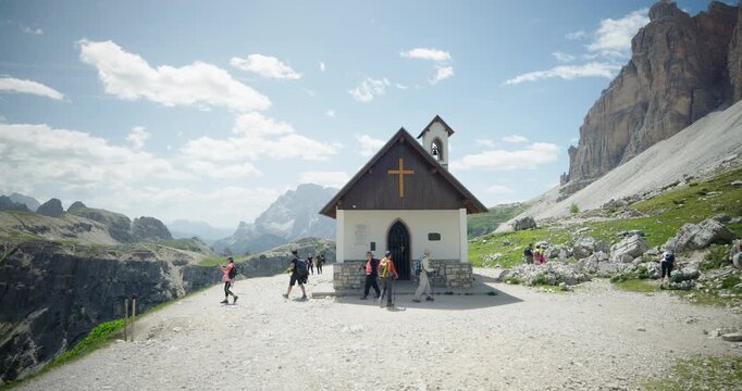 Three Peaks Chapel in the Dolomites, Italy