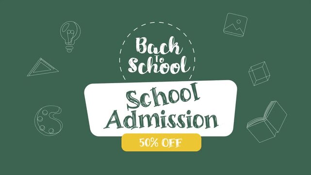 Admission banner for enrolling new students. Back to school and registration concept. Full length Icon animation illustration. High quality&nbsp;4k&nbsp;footage