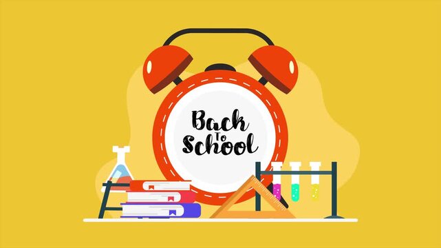 Books and bag for student registration. Back to school and registration concept. Full length Icon animation illustration. High quality&nbsp;4k&nbsp;footage