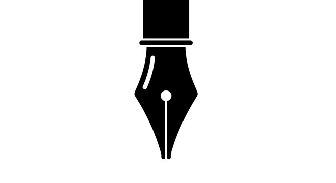 Black fountain pen nib icon isolated on white background