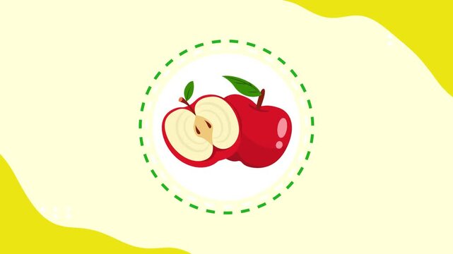 Apple illustration with tropical fruit style. Tropical Fruit concept. Full length Icon animation illustration. High quality&nbsp;4k&nbsp;footage