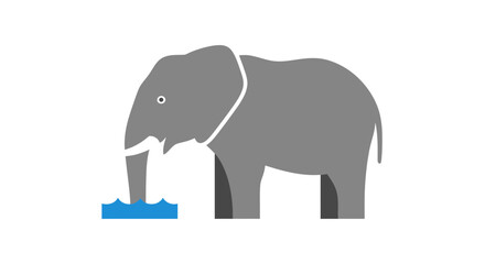 Fototapeta premium Stylized Elephant Drinking Water Graphic Icon